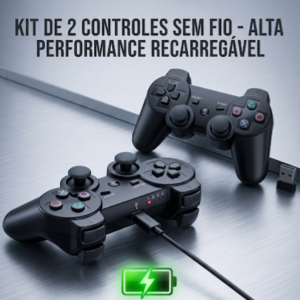 KIT CONTROLES RECARREGAVEIS PARA GAME STICK 4K