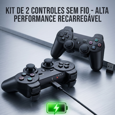KIT CONTROLES RECARREGAVEIS PARA GAME STICK 4K
